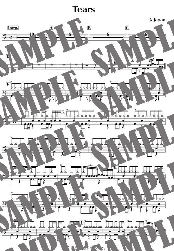 Tears／X Japan（ドラム譜）