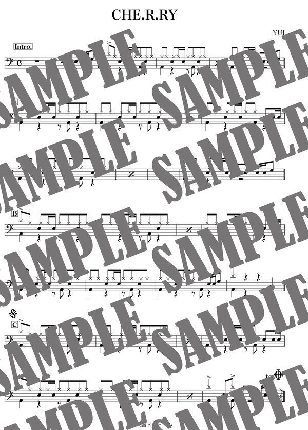 CHE.R.RY／YUI（ドラム譜）